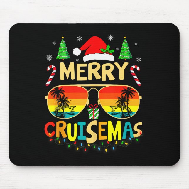 Cruise Ship Merry Christmas Lights Cruising Vacati Mouse Pad (Front)