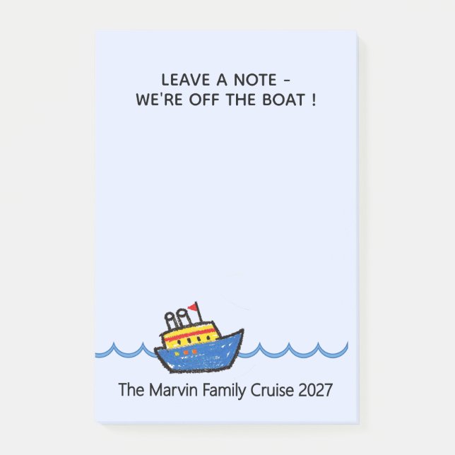 Cruise Ship Message Pad  Post-it Notes (Front)