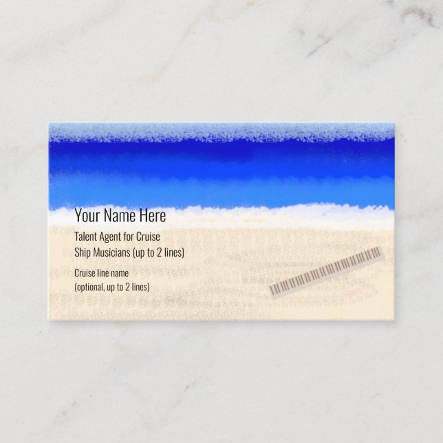 Cruise Ship Musician Keyboard on Beach Business Card (Front)