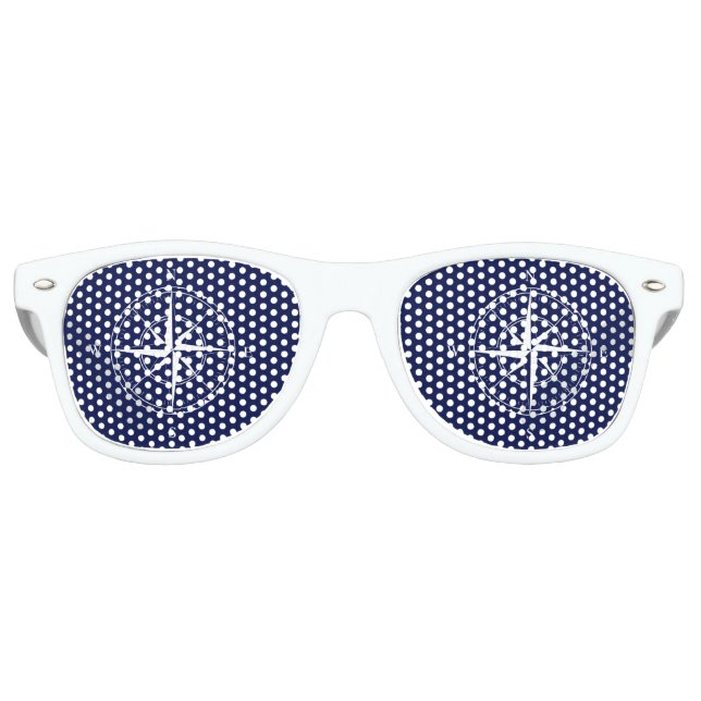 Cruise Ship Nautical Compass Cruising Retro Sunglasses (Front)