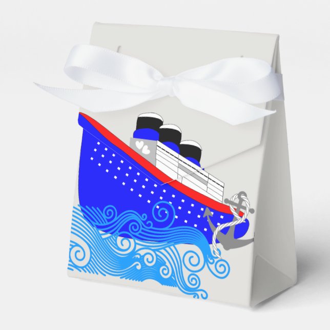Cruise Ship Nautical Personalised Favour Box (Front Side)