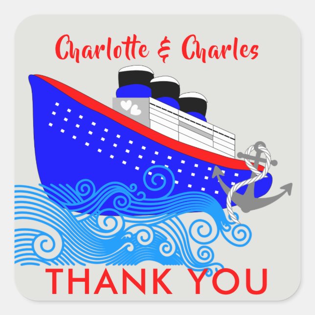 Cruise Ship Nautical Personalised Square Sticker (Front)