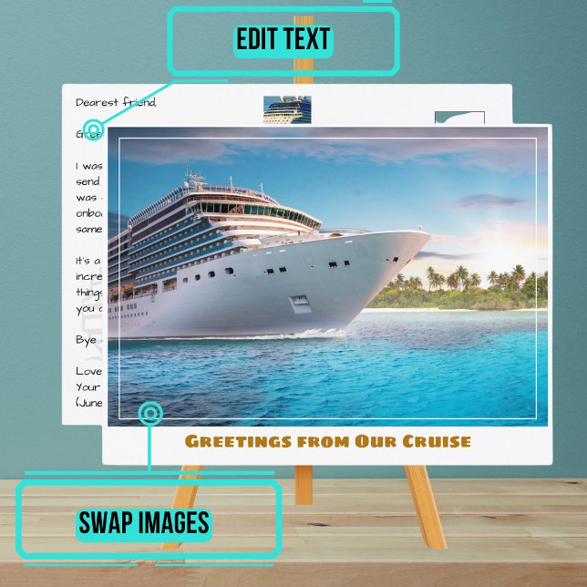 Cruise Ship Near a Beach Postcard (Please enjoy our cruise ship postcard)