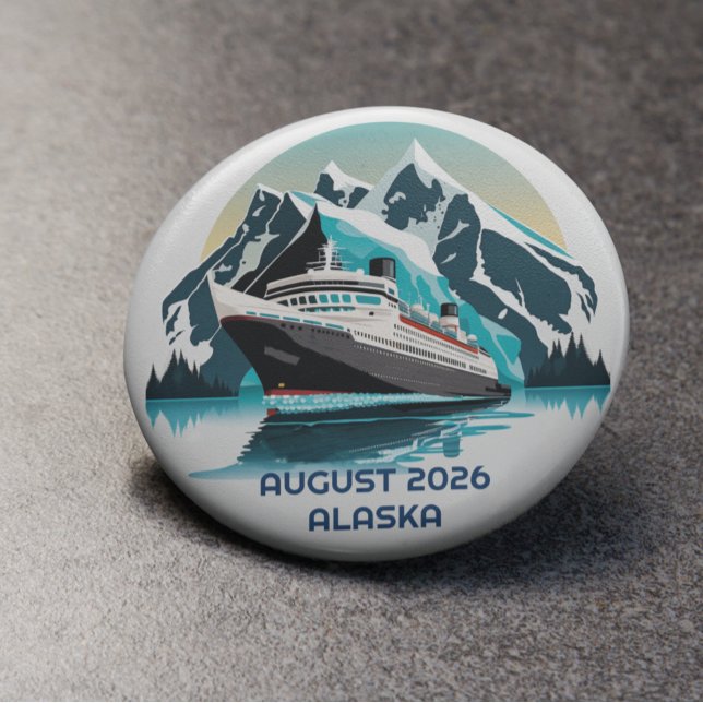 Cruise Ship Ocean  Alaska mountain  7.5 Cm Round Badge (Creator Uploaded)