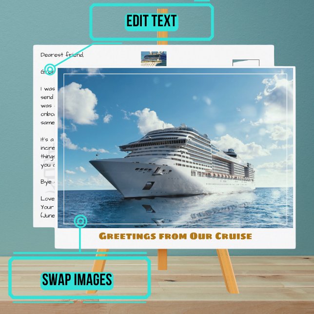 Cruise Ship on Blue Water Postcard (Please enjoy our cruise ship postcard)