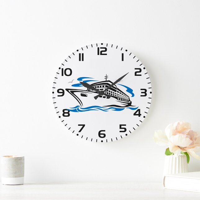 Cruise Ship on Ocean Waves Nautical Travel Large Clock (Creator Uploaded)