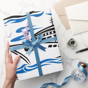 Cruise Ship on Ocean Waves Nautical Travel Wrapping Paper
