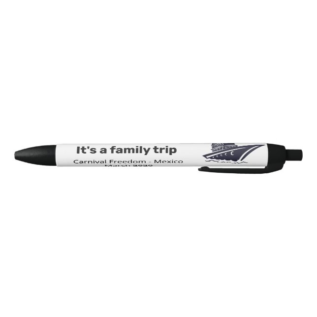 Cruise Ship Personalised Family Tip Custom Gift Black Ink Pen (Bottom)
