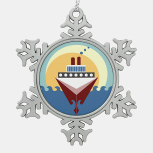 Cruise Ship Pewter Snowflake Ornament