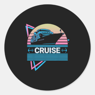 Cruise Ship Retro Classic Round Sticker