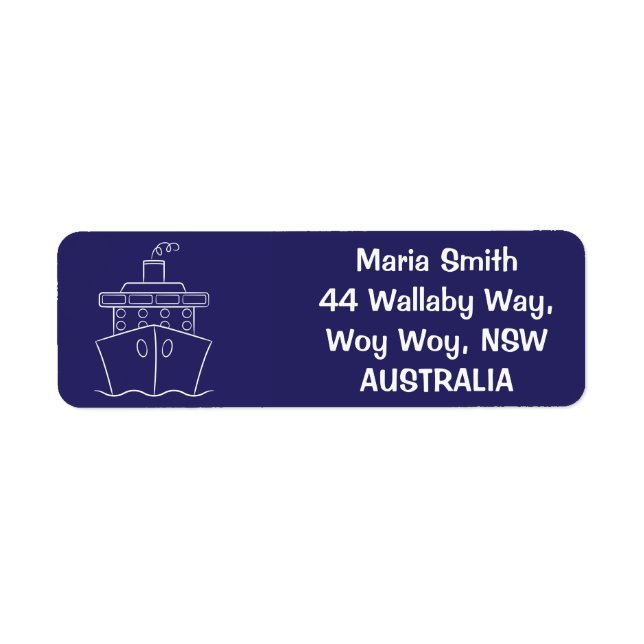 Cruise ship return address label (Front)