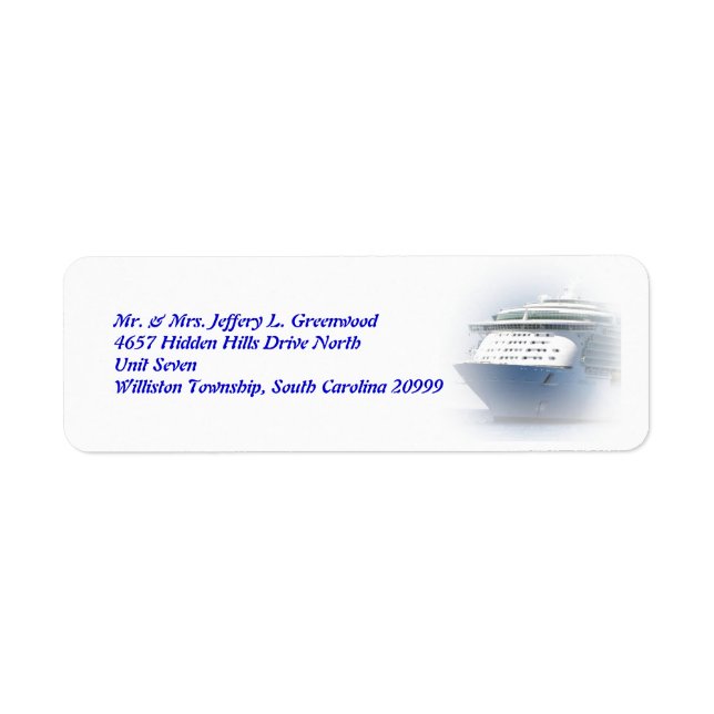 Cruise Ship Return Address Label (Front)