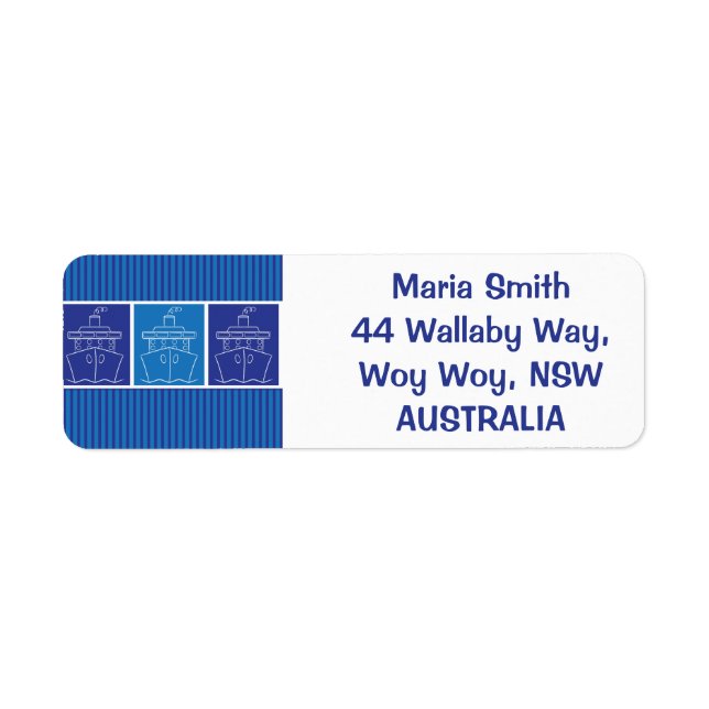 Cruise ship return address label (Front)