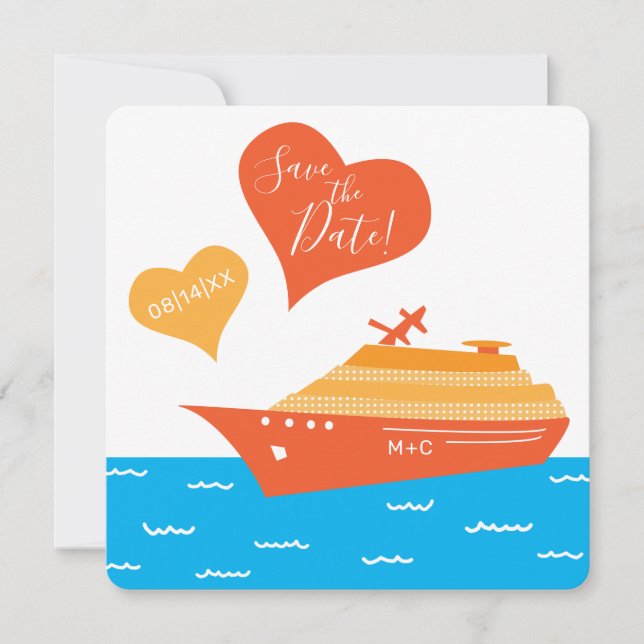 Cruise Ship Save the Wedding Date Card (Front)