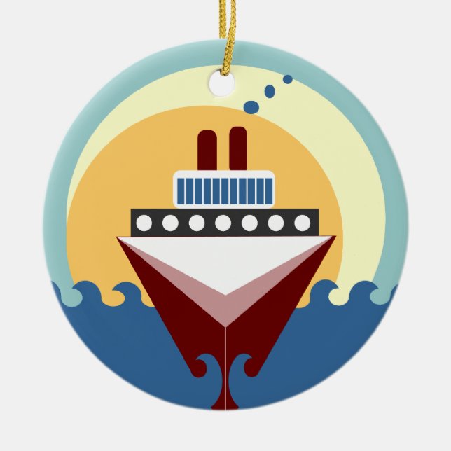 Cruise Ship Sunrise Double Sided Round Ornament (Front)