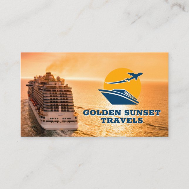 Cruise Ship | Sunset Vacation Business Card (Front)