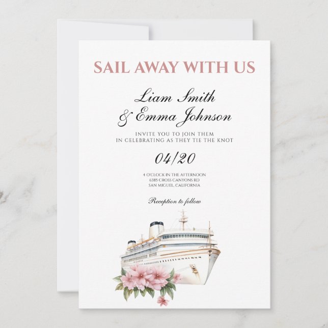 Cruise Ship Tropical Wedding Invitation (Front)