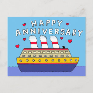 Cruise Ship Wedding Anniversary Congratuations Postcard