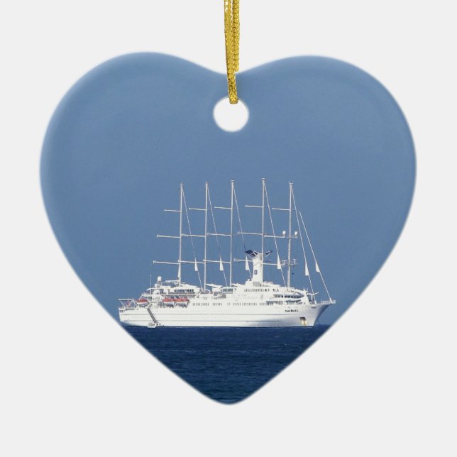 Cruise Ship With Sails Ceramic Ornament (Front)