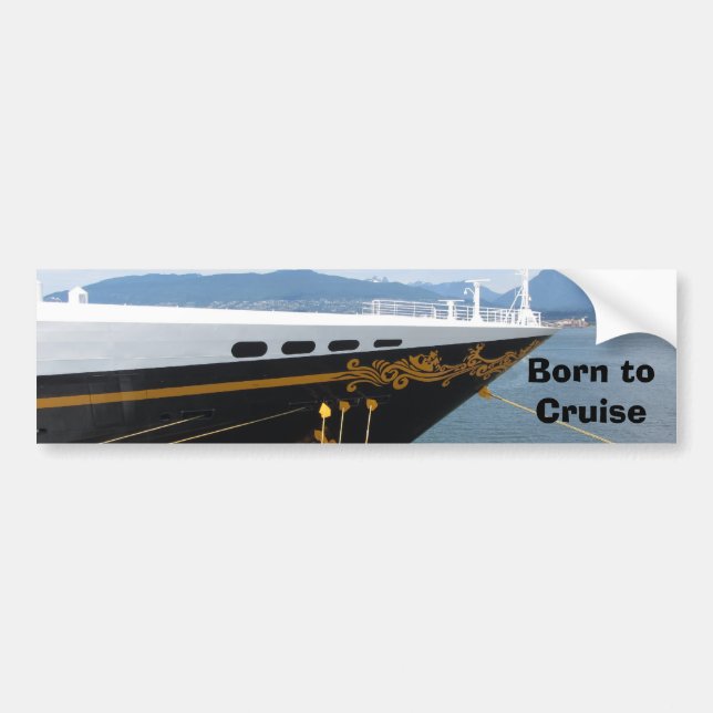 Cruise Ship with Saying Bumper Sticker (Front)