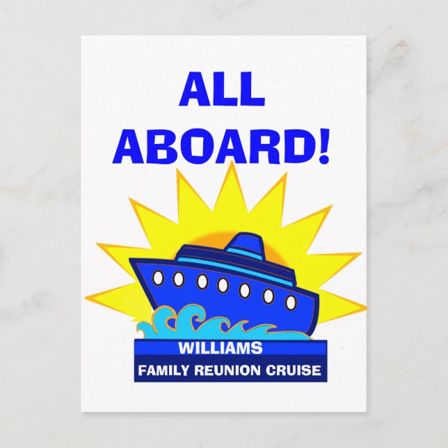 Cruise Ship With Sun Reunion or Event Postcard (Front)