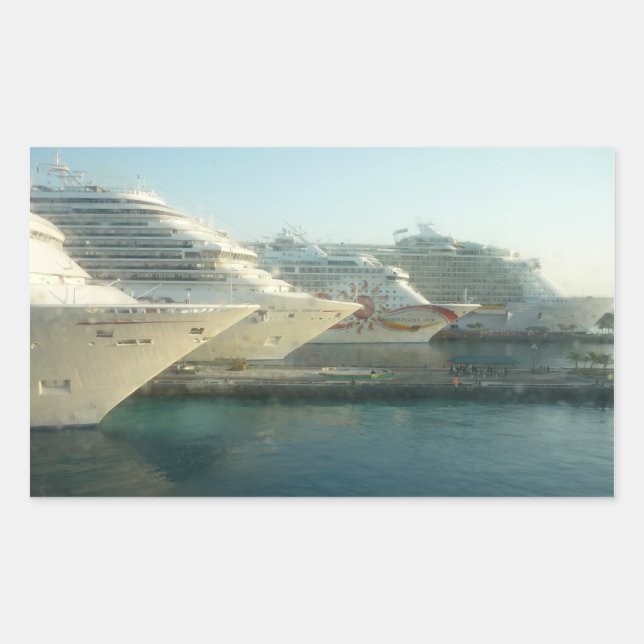 Cruise Ships at Sunrise Rectangular Sticker (Front)