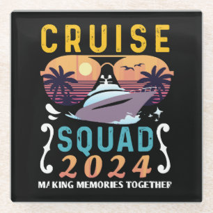 Cruise Squad 2024 Family Vacation Matching Group Glass Coaster
