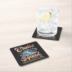 Cruise Squad 2026 Family Summer Vacation Square Paper Coaster