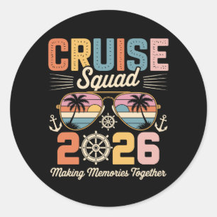 Cruise Squad 2026 Family Vacation Retro Vintage Classic Round Sticker