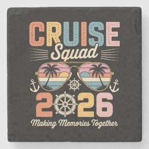 Cruise Squad 2026 Family Vacation Retro Vintage Stone Coaster