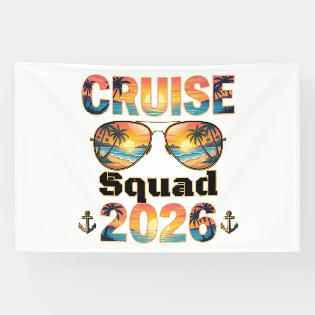 Cruise Squad 2026 - Retro Sunset Banner (Horizontal)