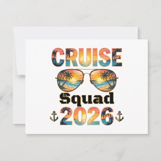 Cruise Squad 2026 - Retro Sunset Invitation (Front)