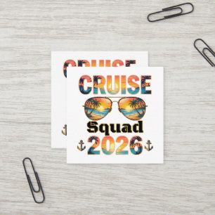 Cruise Squad 2026 - Retro Sunset Square Business Card
