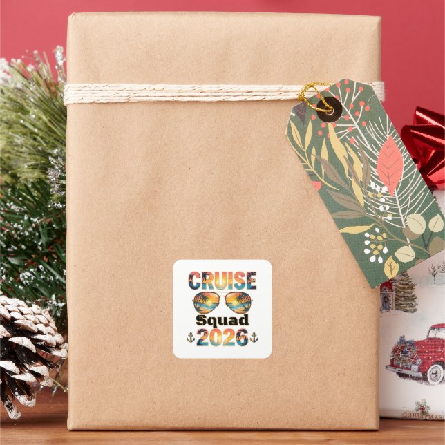 Cruise Squad 2026 - Retro Sunset Square Sticker (Holiday)