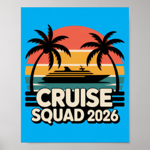 Cruise Squad 2026 Ship Palm Trees Summer Vacation Poster