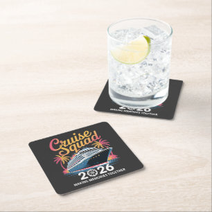 Cruise Squad 2026 Summer Vacation Square Paper Coaster