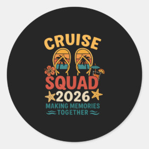 Cruise Squad 2026 Tropical Sunset Vacation Classic Round Sticker