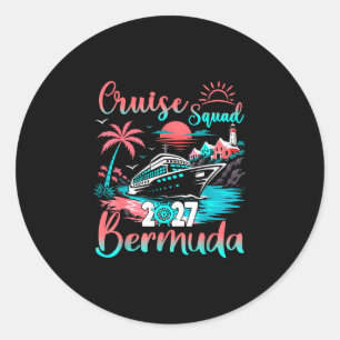 Cruise squad bermuda 2027 tropical vacation family classic round sticker