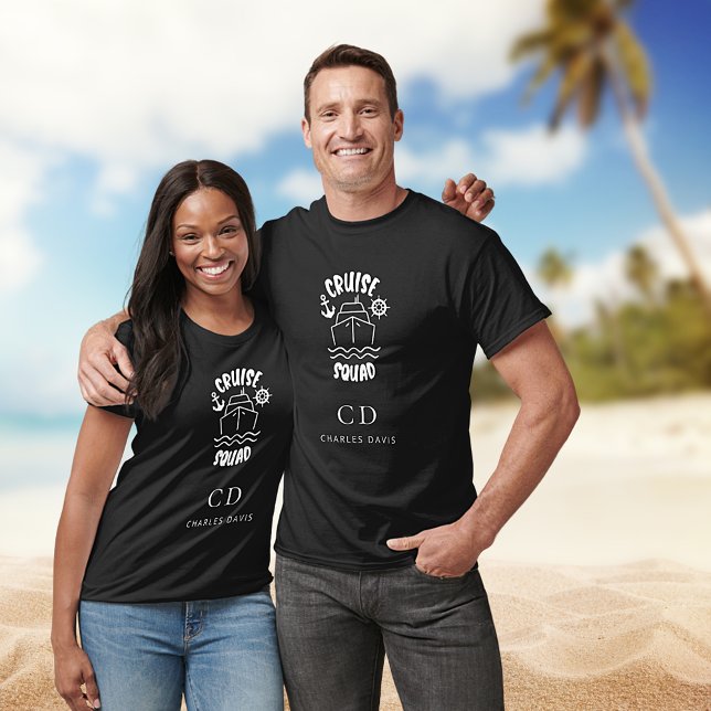 Cruise squad black white monogram name T-Shirt (Creator Uploaded)