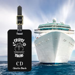 Cruise squad sea black white monogram name luggage tag<br><div class="desc">A black background,  decorted with a cruise ship and the text: Cruise Squad.  Personalise and add your monogram initials and full name on the front. 
Back: add your contact information.</div>