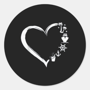 Cruise Squad Vacation Distressed Heart Summer Classic Round Sticker