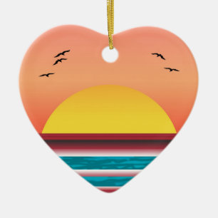 Cruise Sunset View Double Sided Heart Ornament