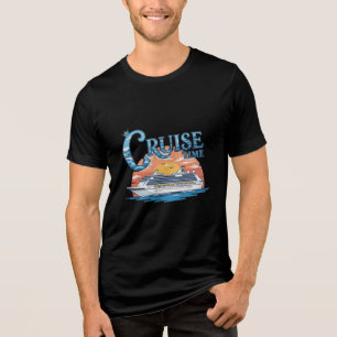 Cruise Time" Retro Sunset Vacation T-Shirt Tri-Blend Shirt