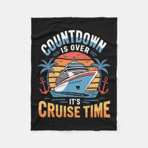 Cruise Time Vacation Retro Aesthetic Matching Fami Fleece Blanket