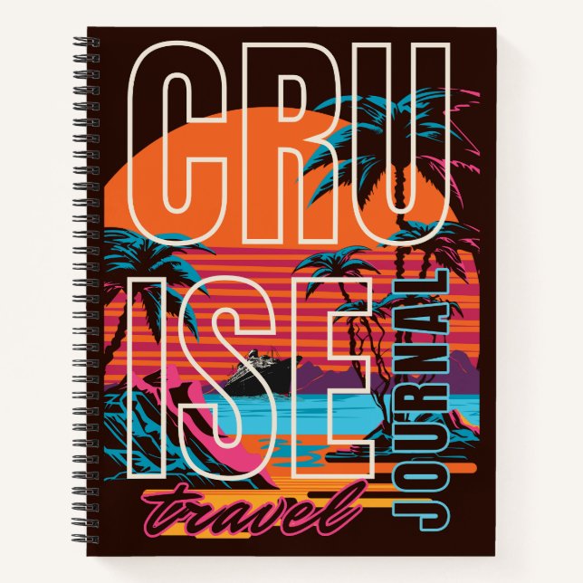 Cruise Travel Journal Diary Tropical Palm Trees (Front)