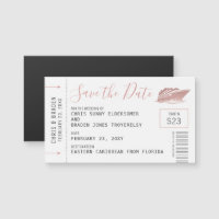 Cruise Wedding Mini Ticket Save the Date Magnet