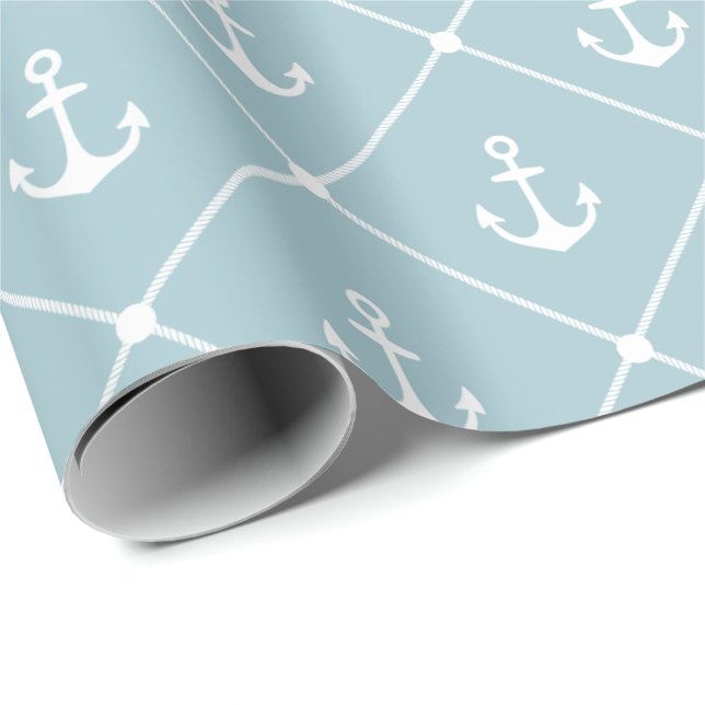 Cruise Wedding Nautical Anchor Rope Pattern Wrapping Paper (Roll Corner)