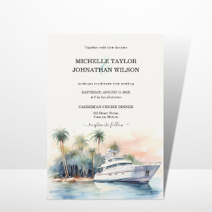Cruise Yacht Destination Wedding Palm Trees Beach Invitation