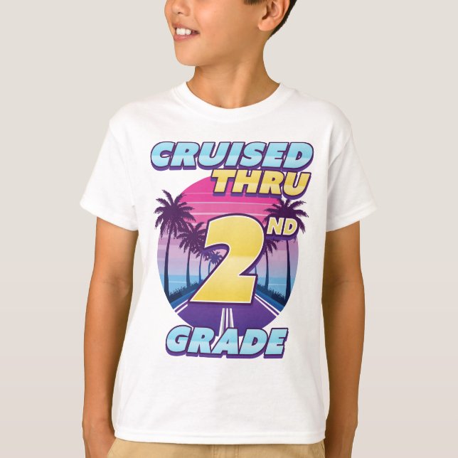 Cruised Thru 2nd Grade Graduation T-Shirt (Front)