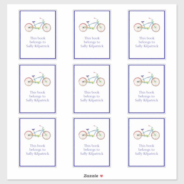 Cruiser Bike Bookplate Sticker (Sheet)